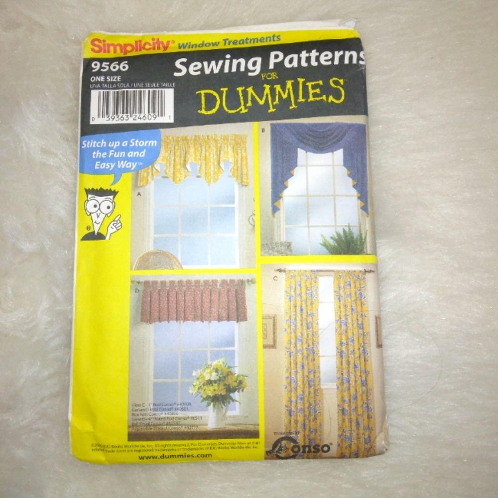 SIMPLICITY 9566 Sewing Patterns for Dummies, window treatments, curtains